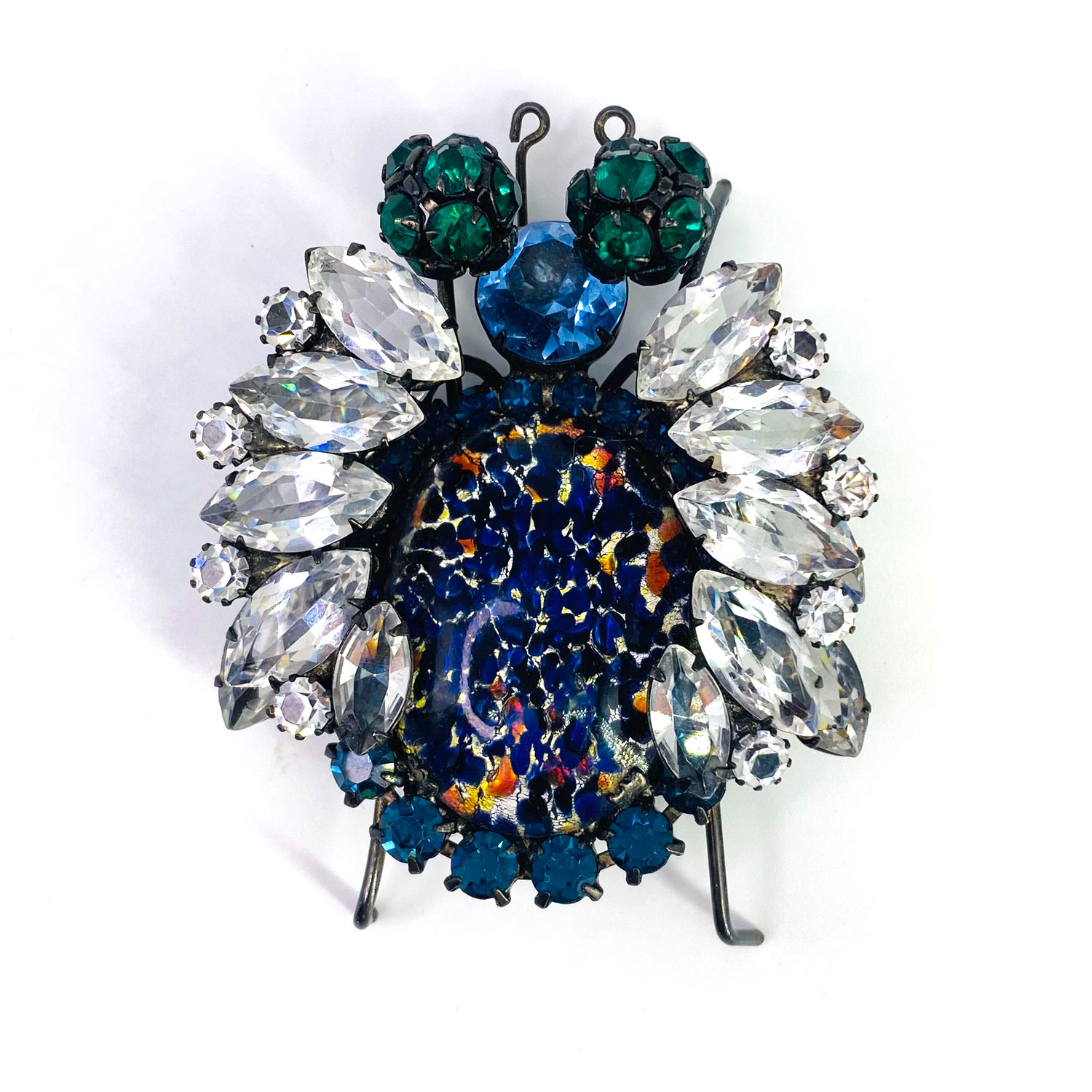 Multi blue and clear crystal Swarovski bug brooch - Alan Anderson